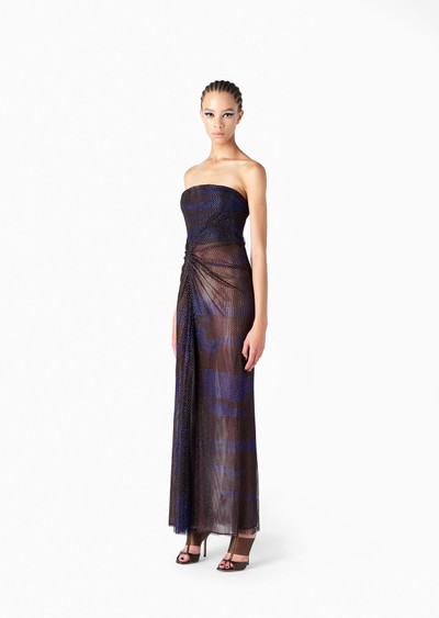 GIORGIO ARMANI Printed bodice long dress with all-over decorative crystals outlook