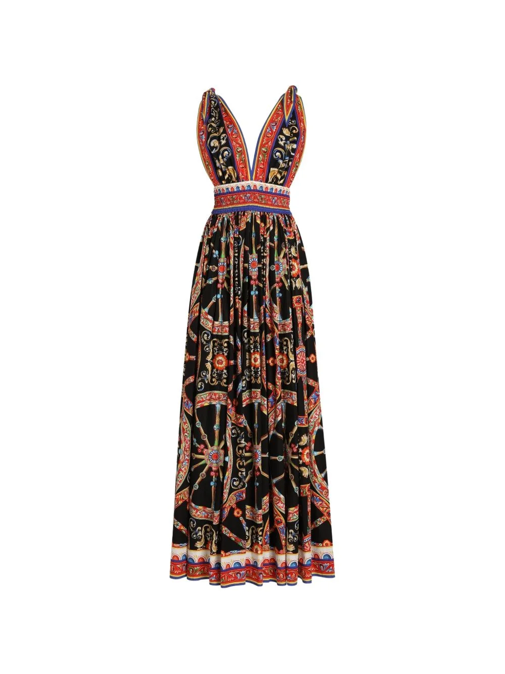 Carretto-print long poplin dress - 1