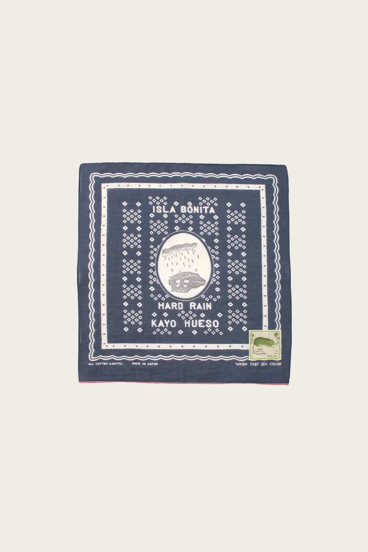 Fastcolor Selvedge Bandanna (POLKA DOTS HARD RAIN) 15x15 - Navy - 1