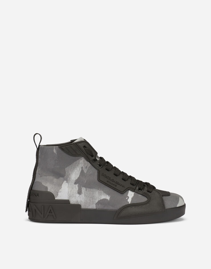 Calfskin Portofino light high-top sneakers with laminated camouflage-effect coating - 1