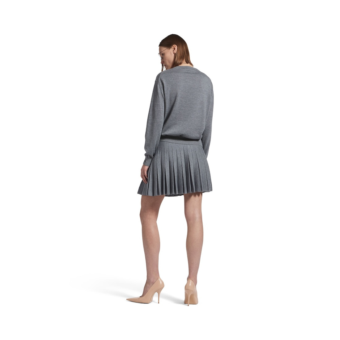 Women's Pleated Skirt in Heather Grey - 4