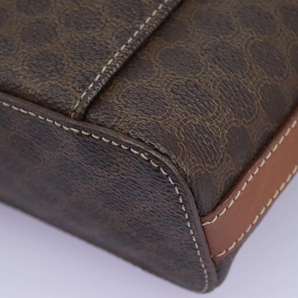 CELINE Macadam Canvas Vanity Hand Bag Pvc Leather Brown - 12