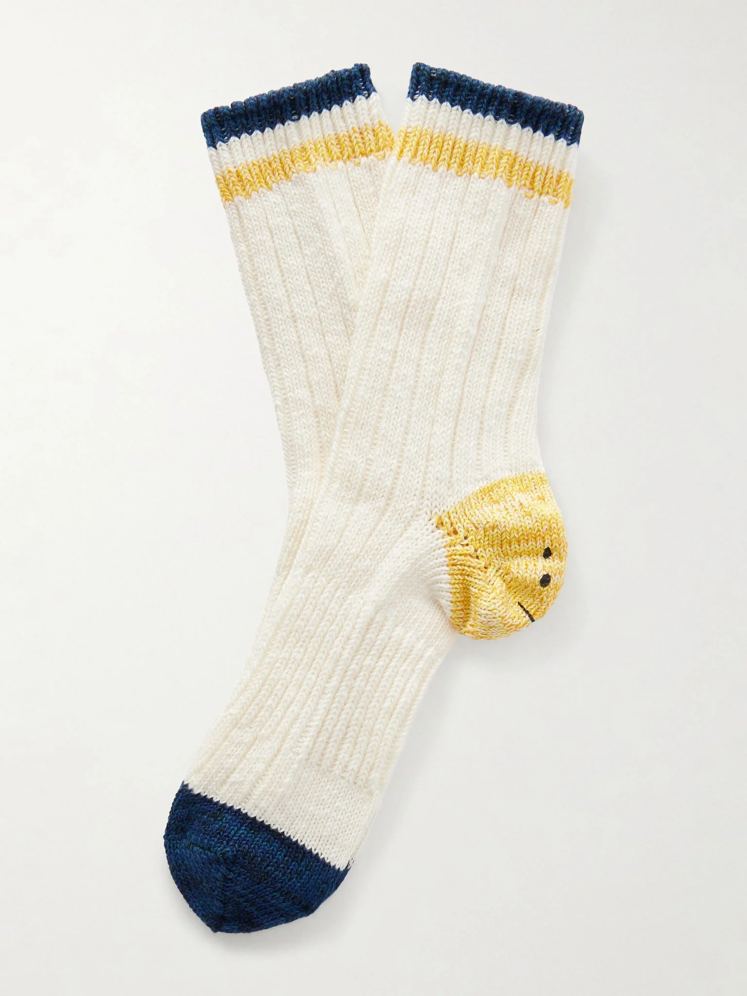 Ivy Rainbowy Happy Heel Cotton and Hemp-Blend Socks White - 1
