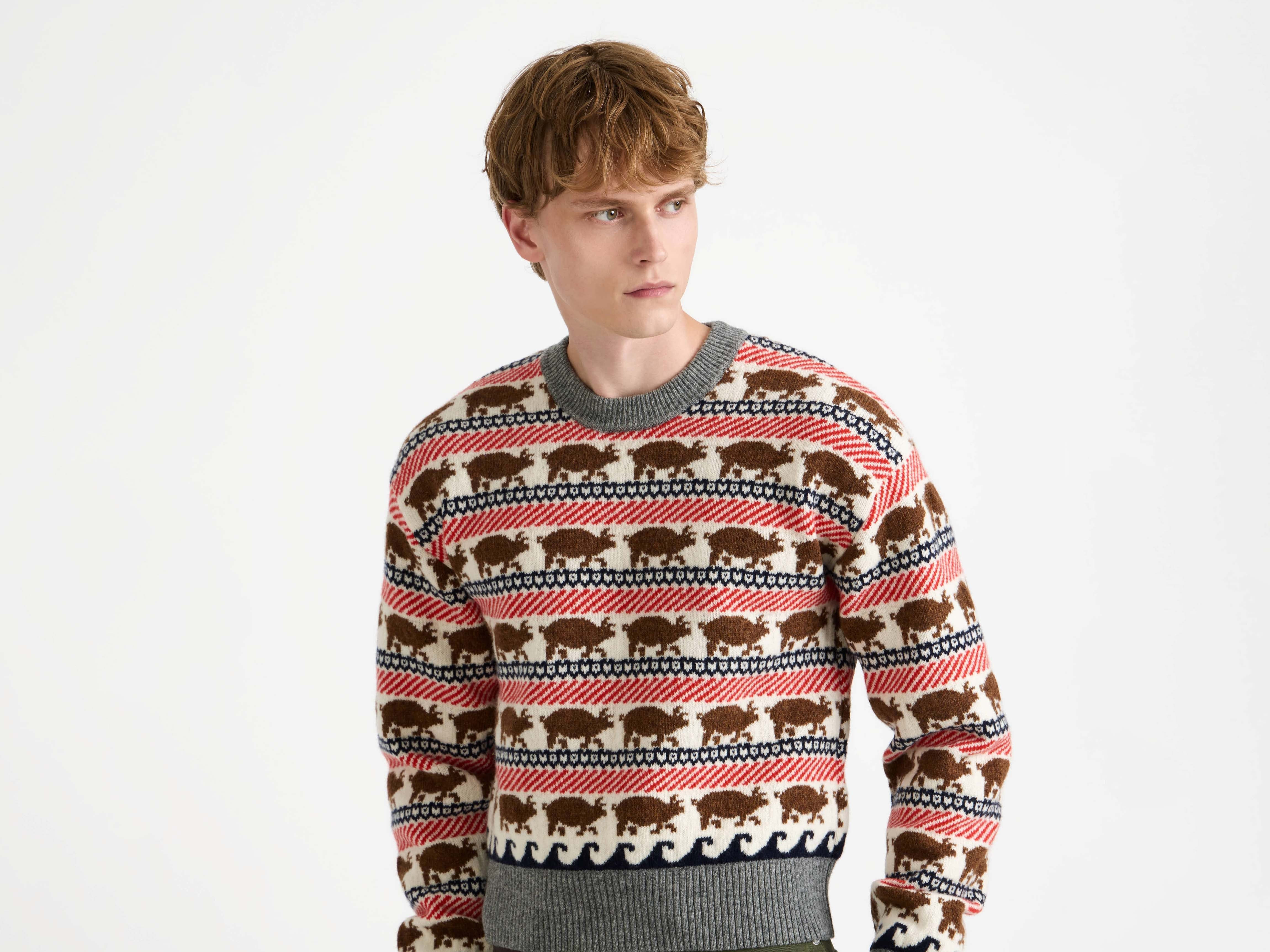 FAIRISLE 'PIG' JUMPER IN RED - 6