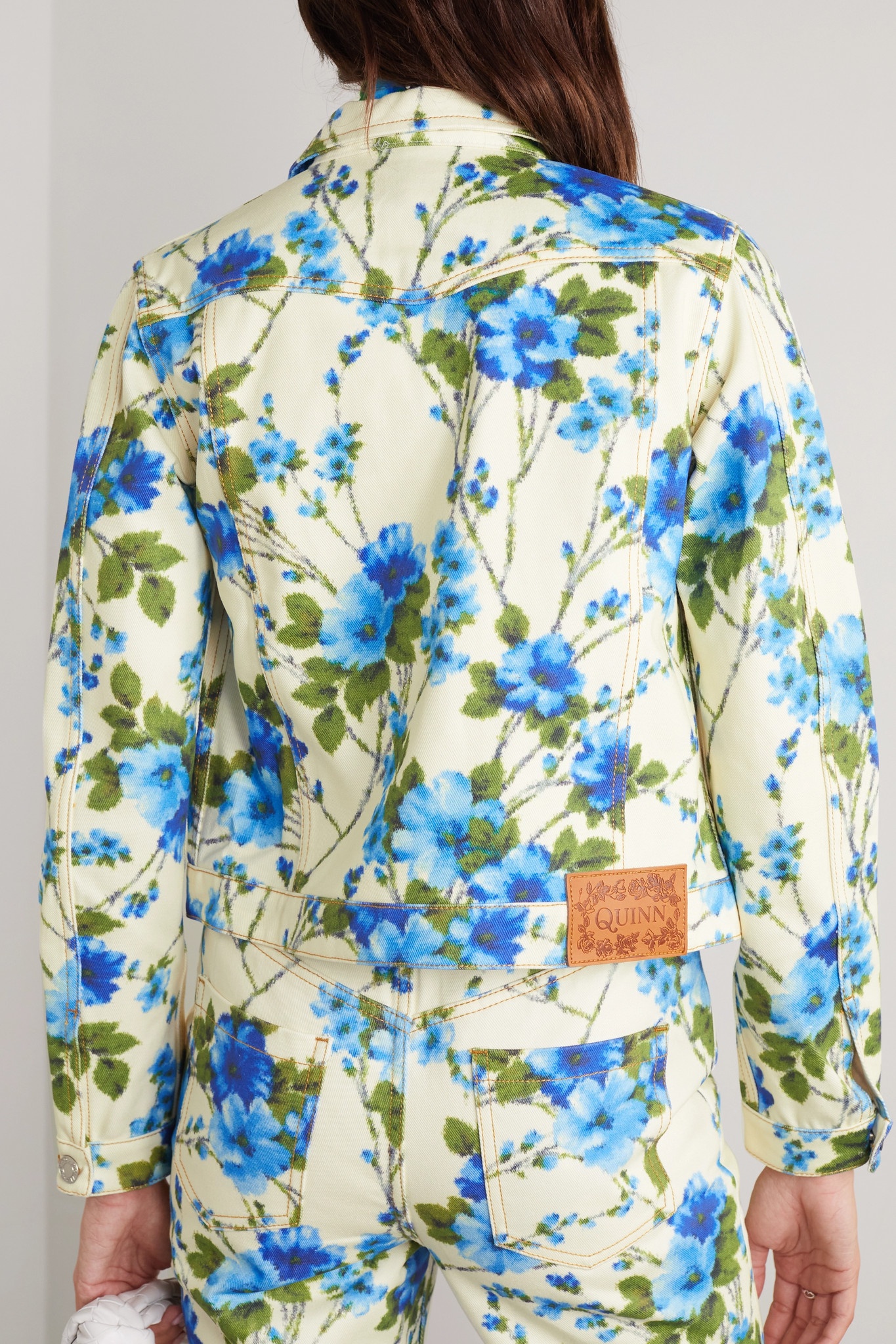 Floral-print denim jacket White - 3