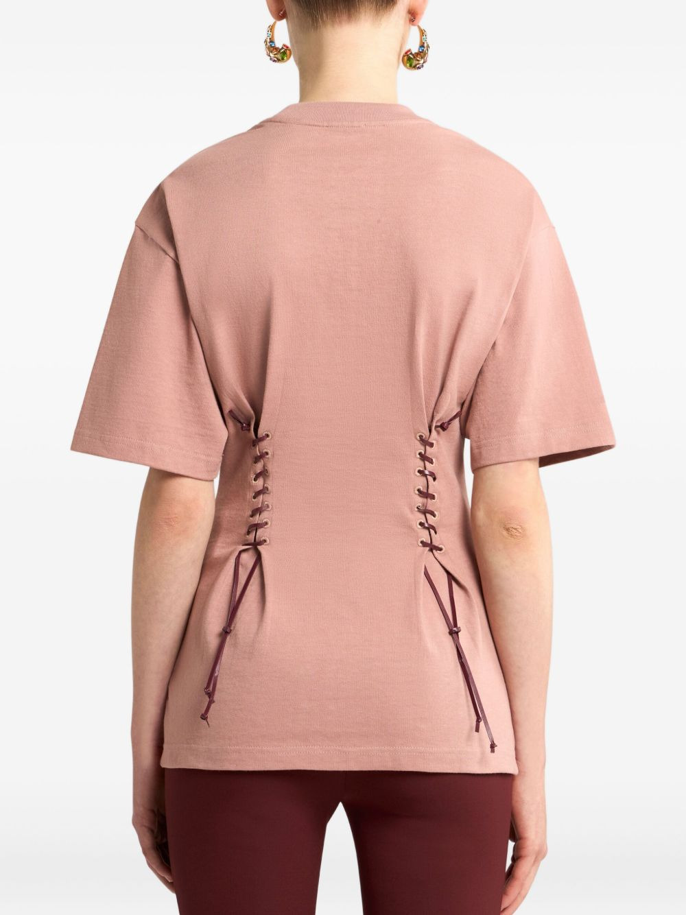 laced side T-shirt - 3