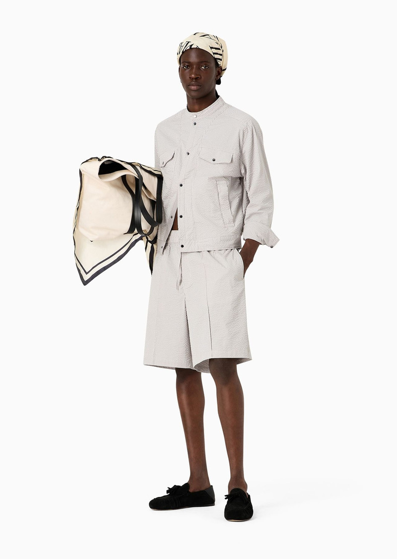 Drawstring Bermuda shorts in striped seersucker fabric 4