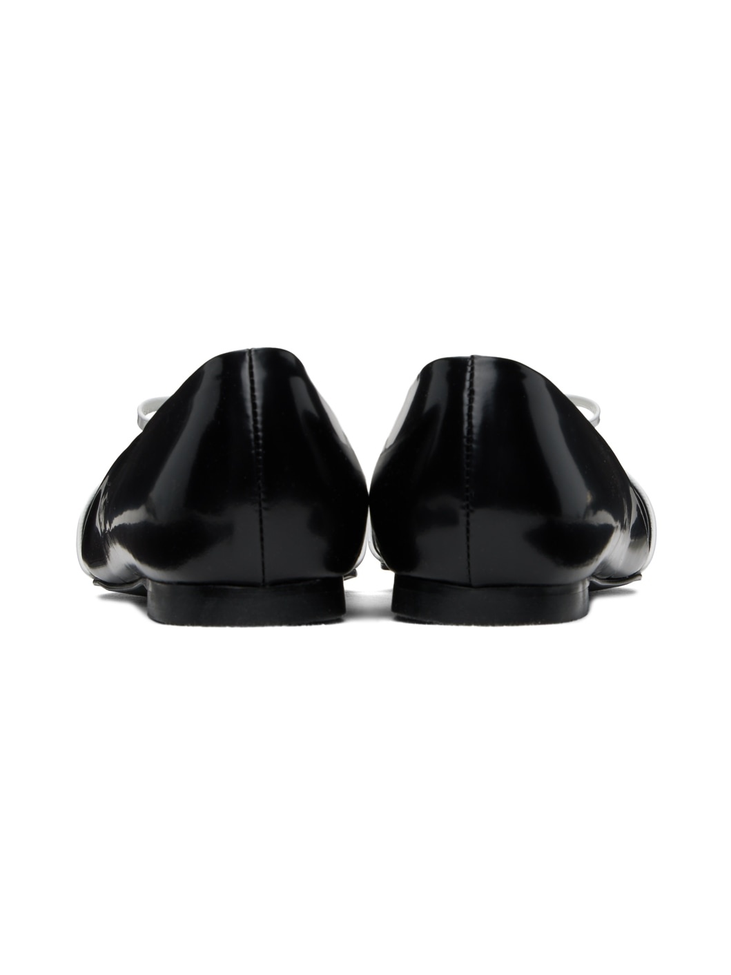 Black & White Gabriel Pointy-Toe Leather Ballerina Flats - 2