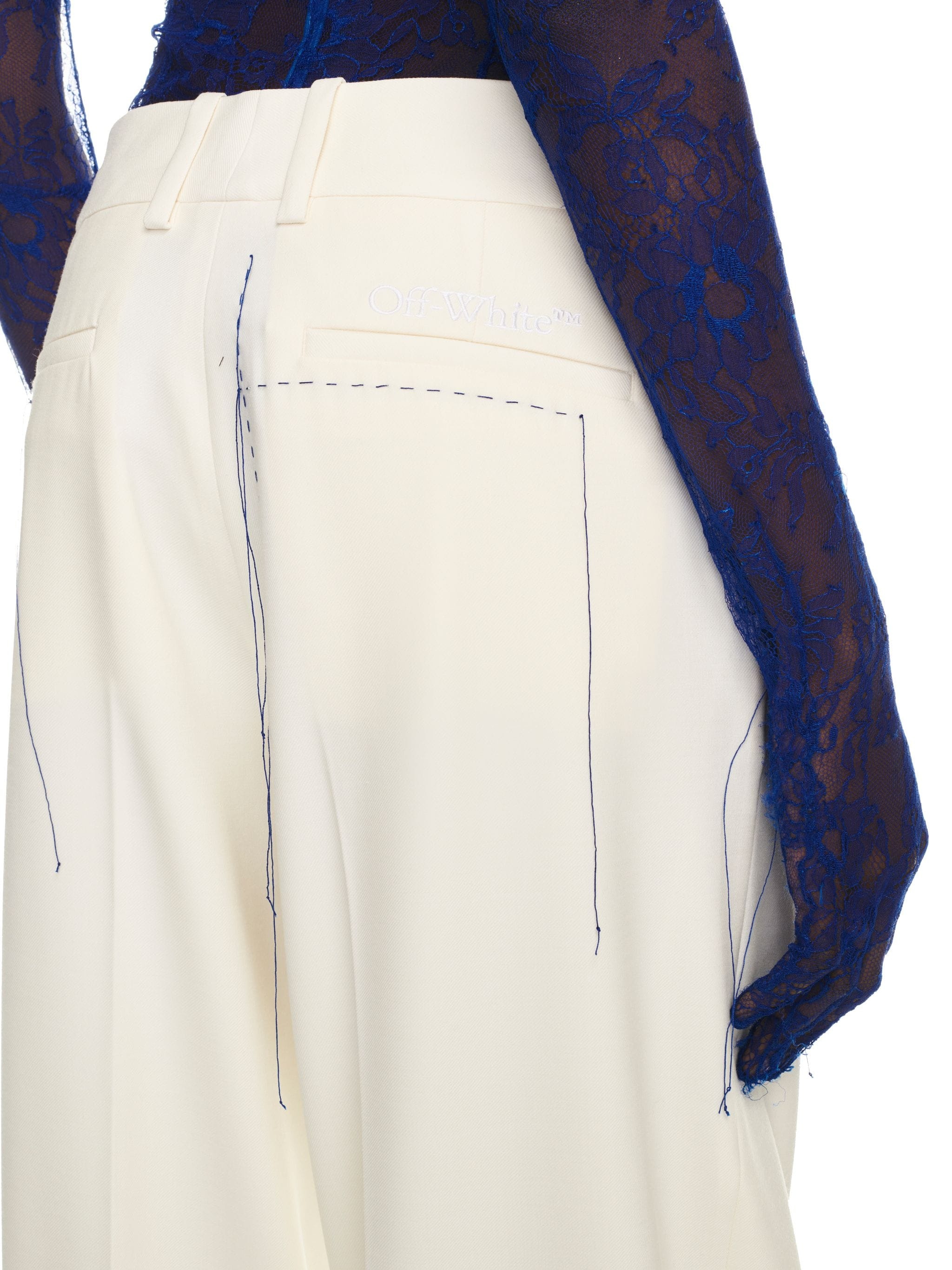Wo Blend Stitching Over Pant White A Whi - 5