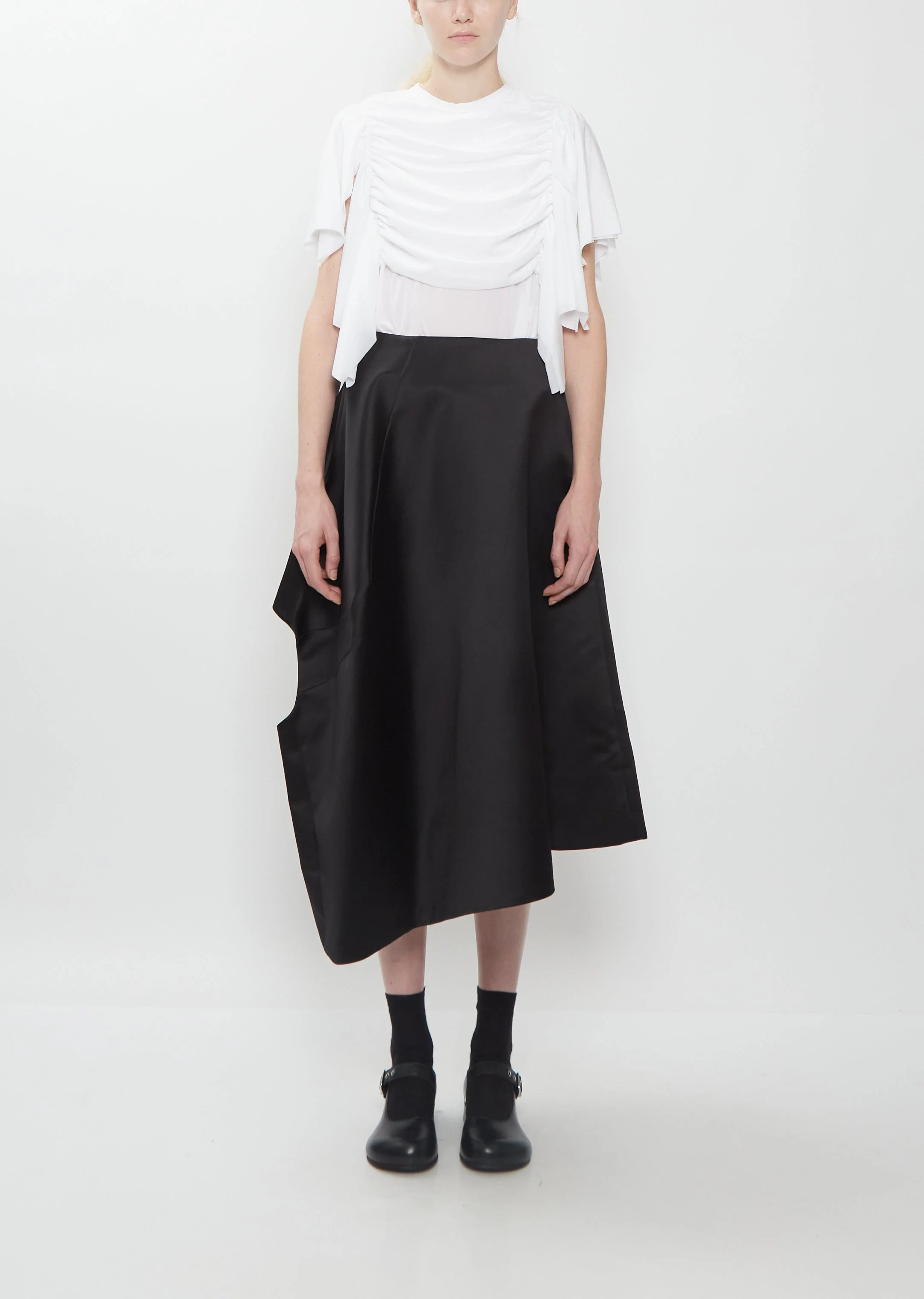 Satin Asymmetrical Cut-Out Skirt - 1