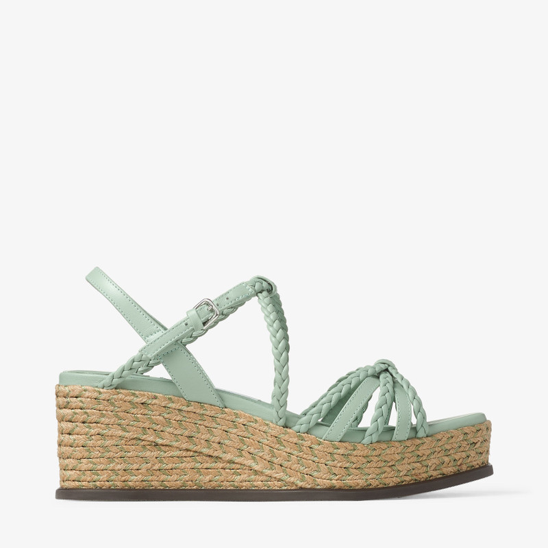Nyra 60 Verde Nappa Leather Sandal Wedges 1
