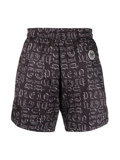 PHILIPP PLEIN logo-print swim shorts outlook