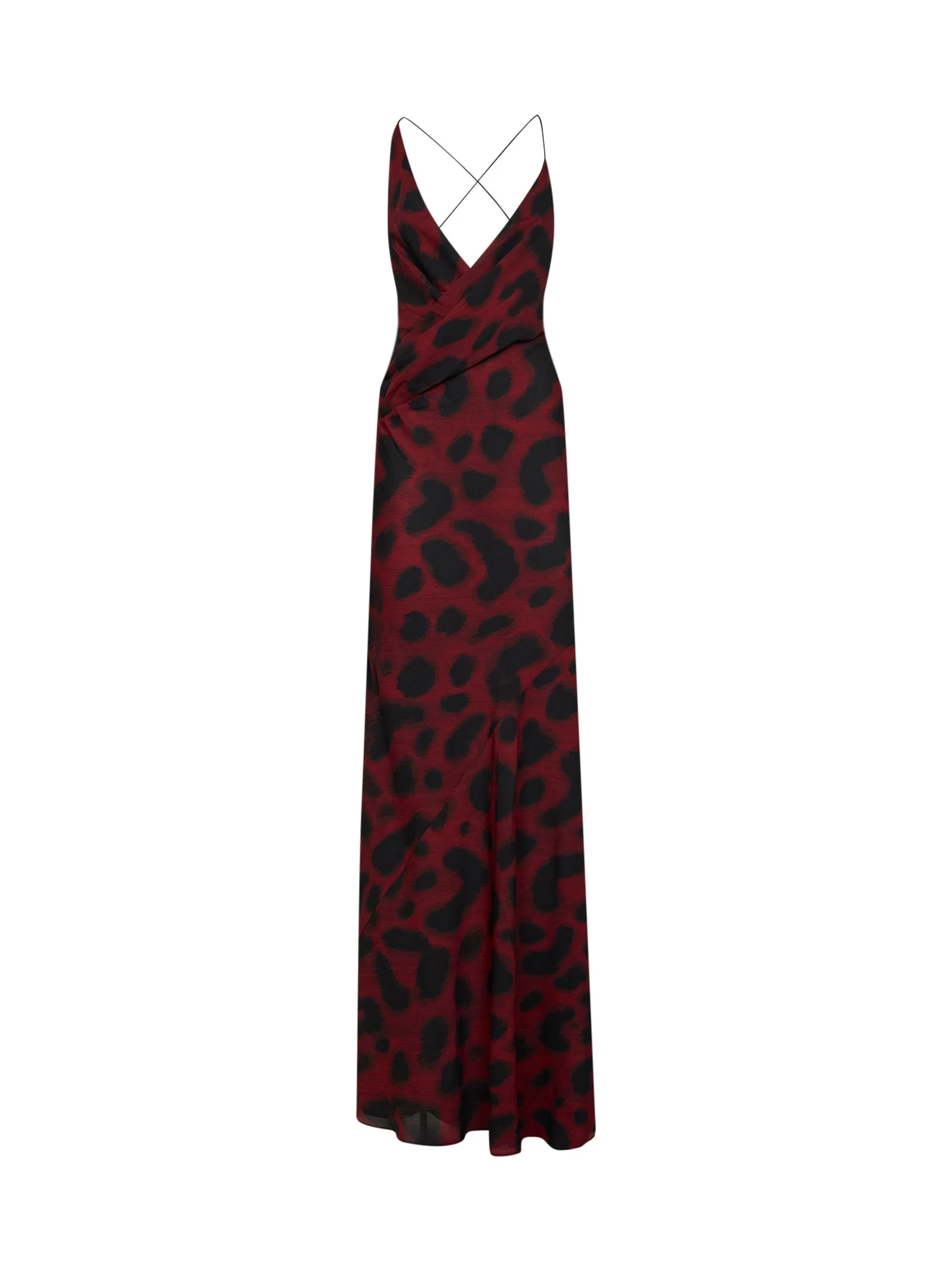 Port and black animalier-print silk georgette bikini wrap gown - 1