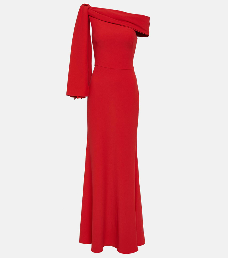 One-shoulder draped crêpe gown - 1