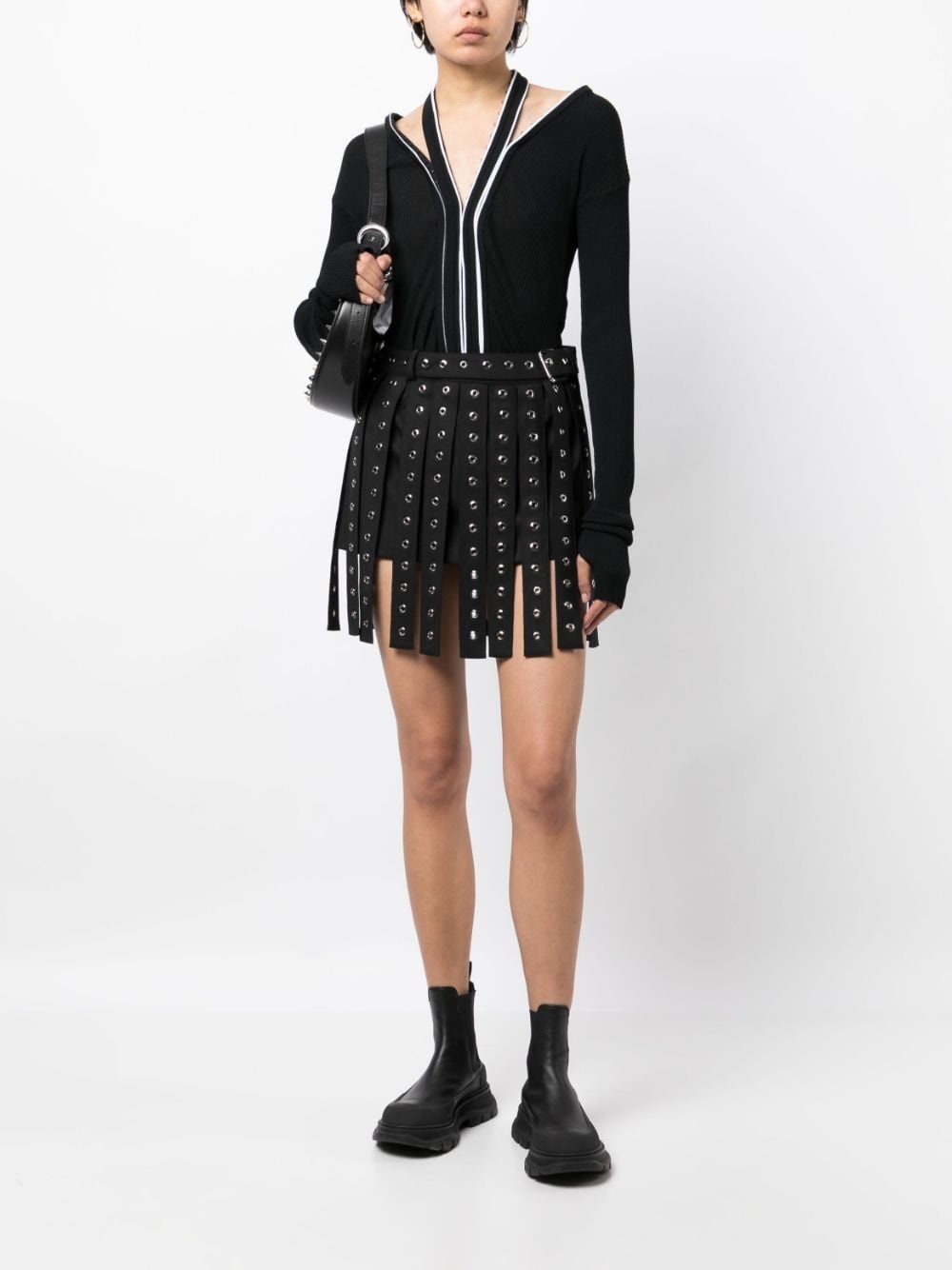 eyelet-detailing asymmetric skirt - 2