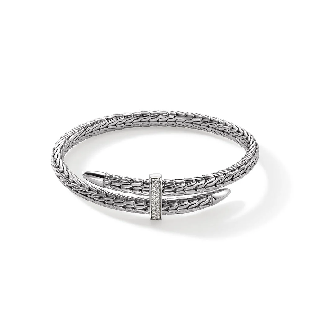 Spear Flex Cuff, Sterling Silver, Diamonds, 5.5MM - 1