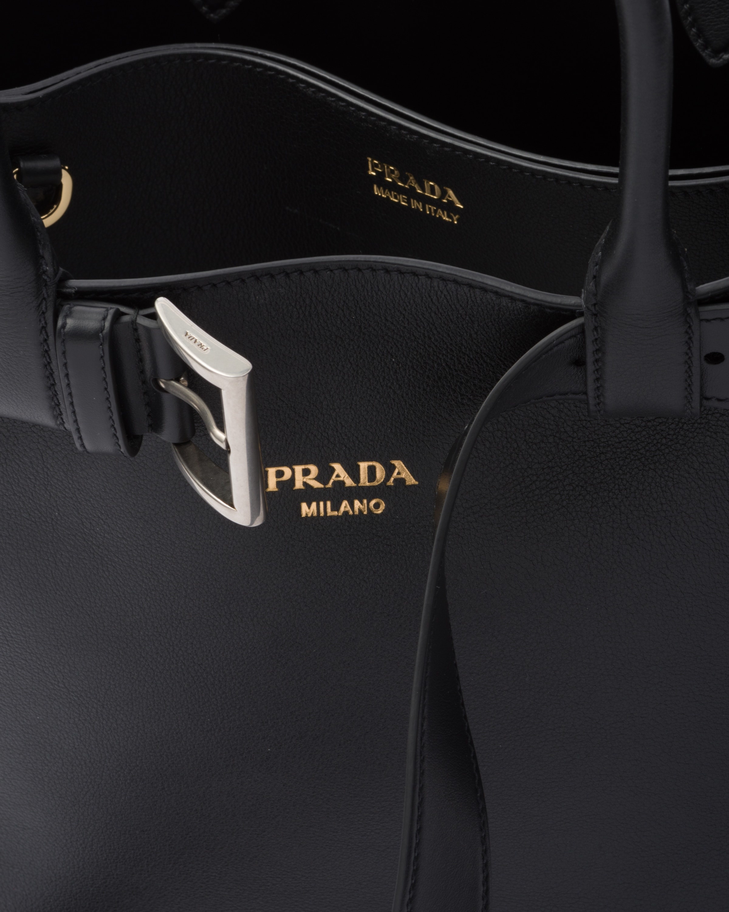 Prada Buckle large leather handbag with belt - 7