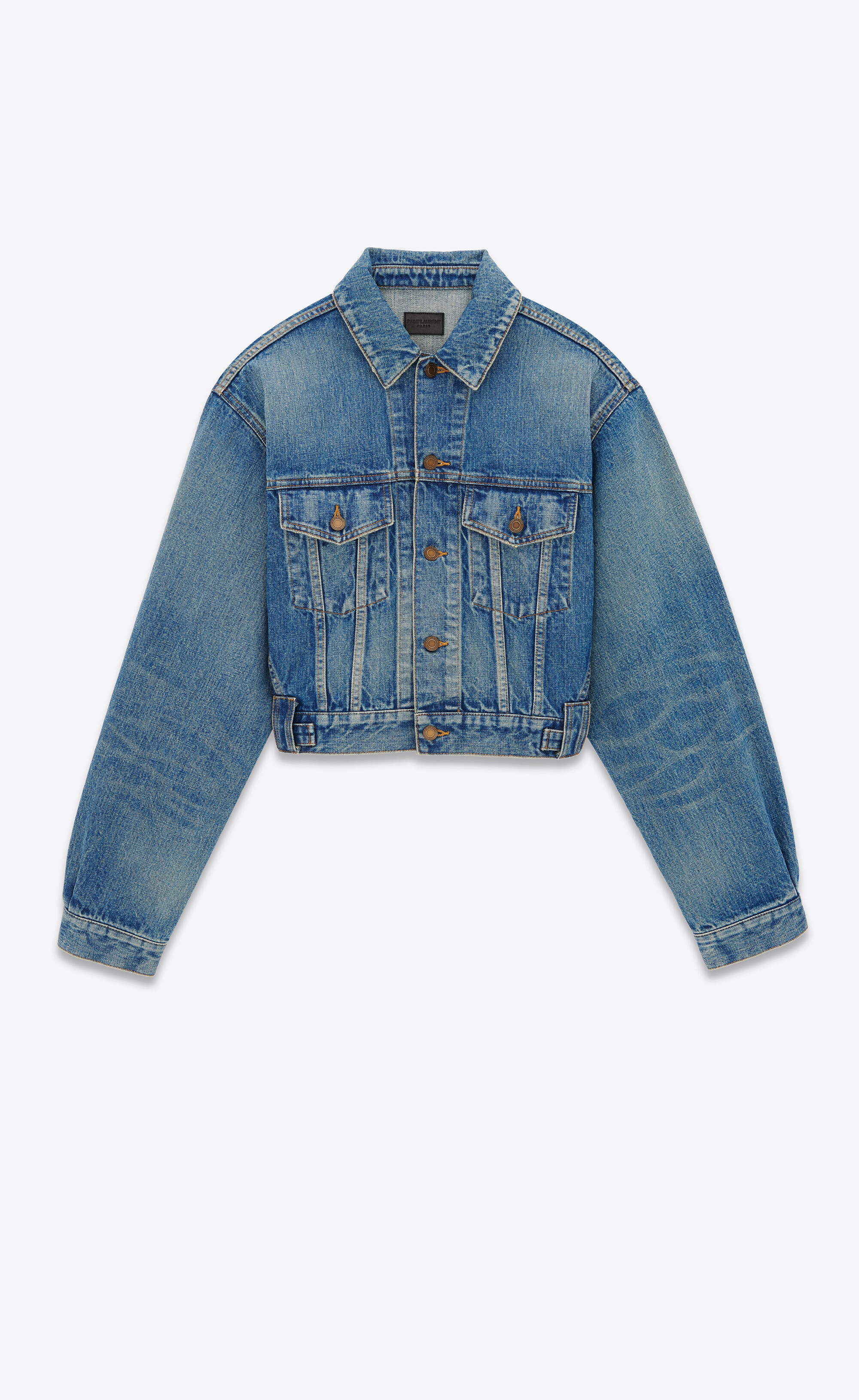 80's jacket in vintage blue denim - 1