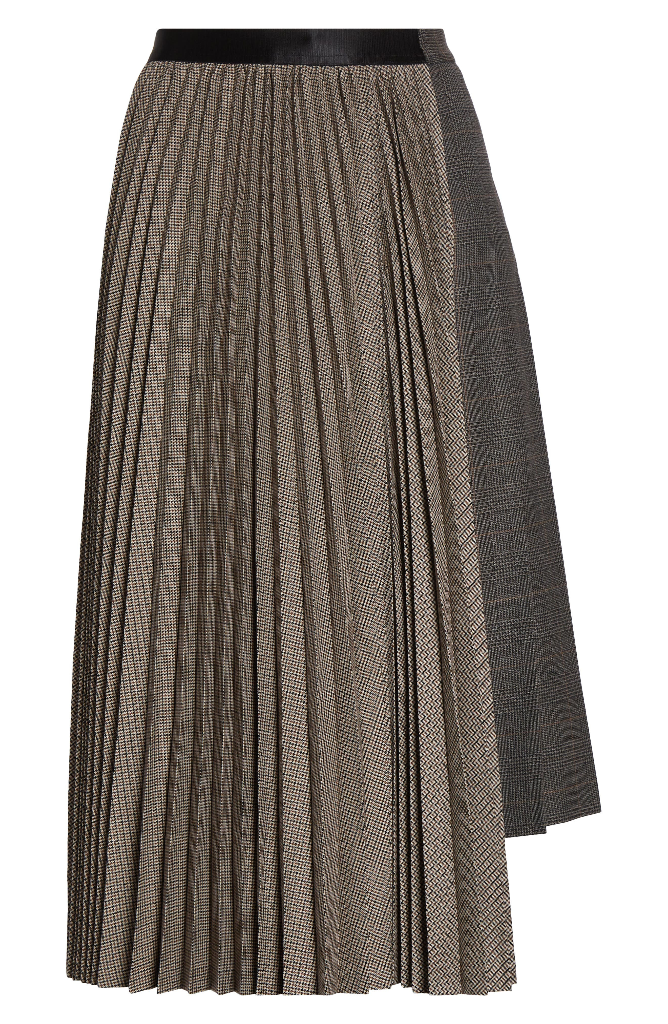 Undercover Mixed Media Skirt in Grey/Beige/Check at Nordstrom - 5