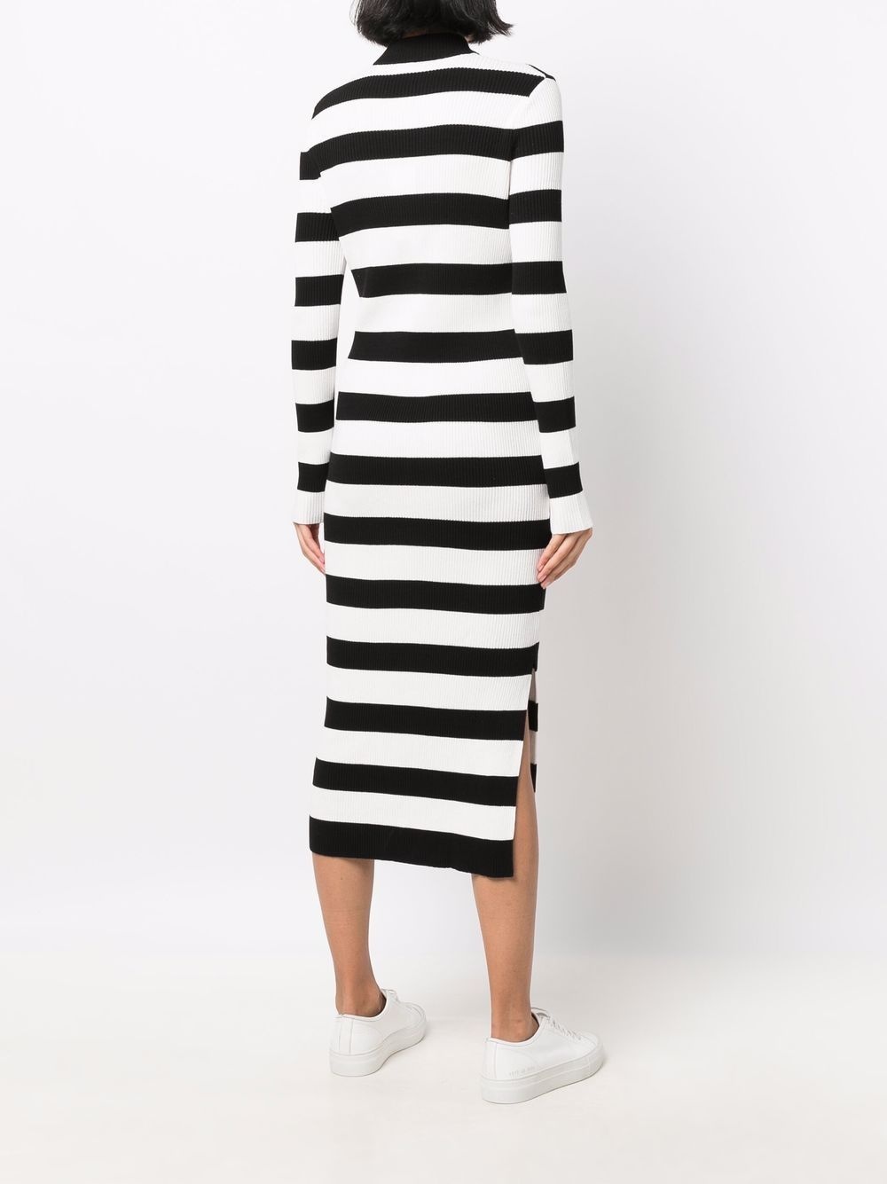 striped long-sleeved dress - 4