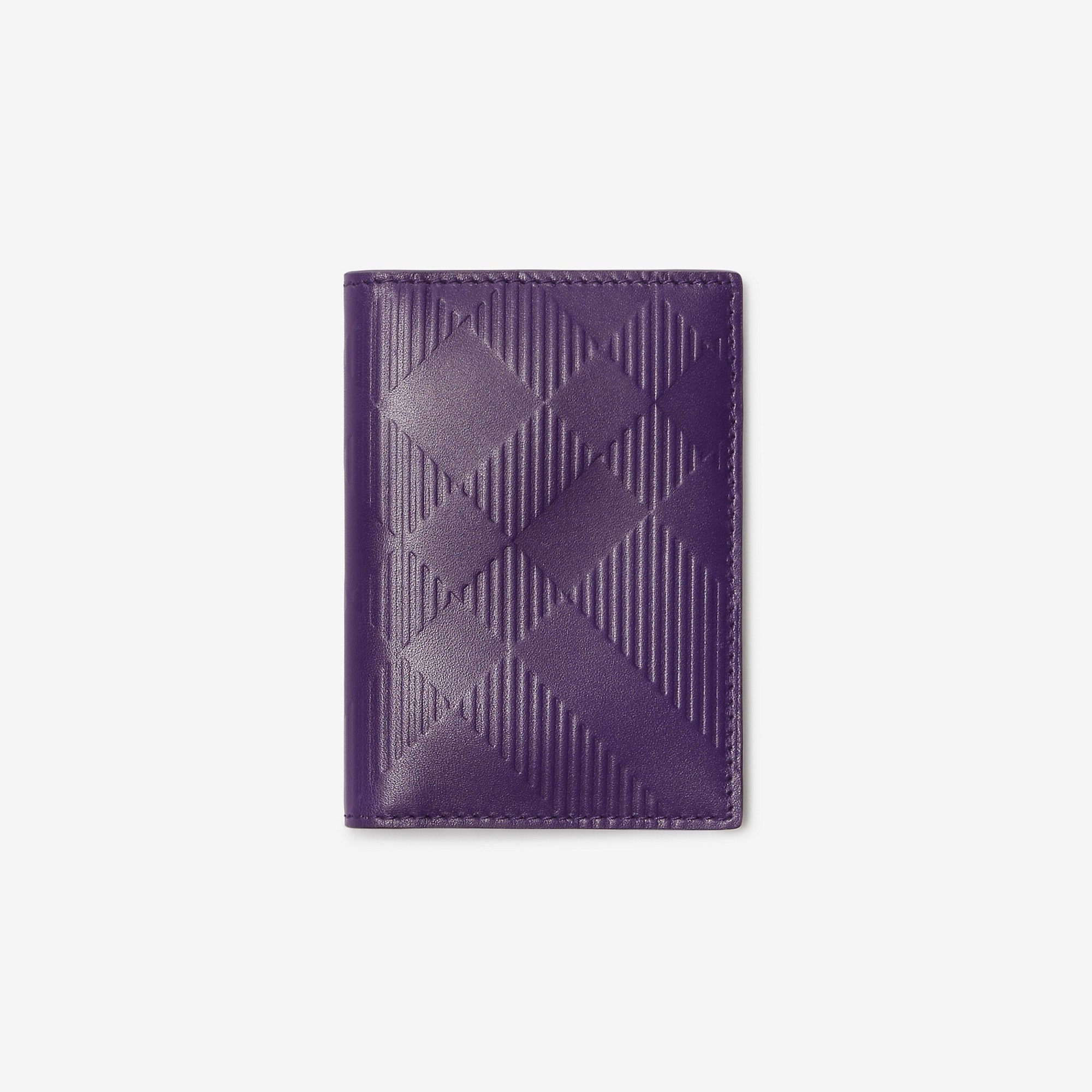 Check Leather Folding Card Case - 1