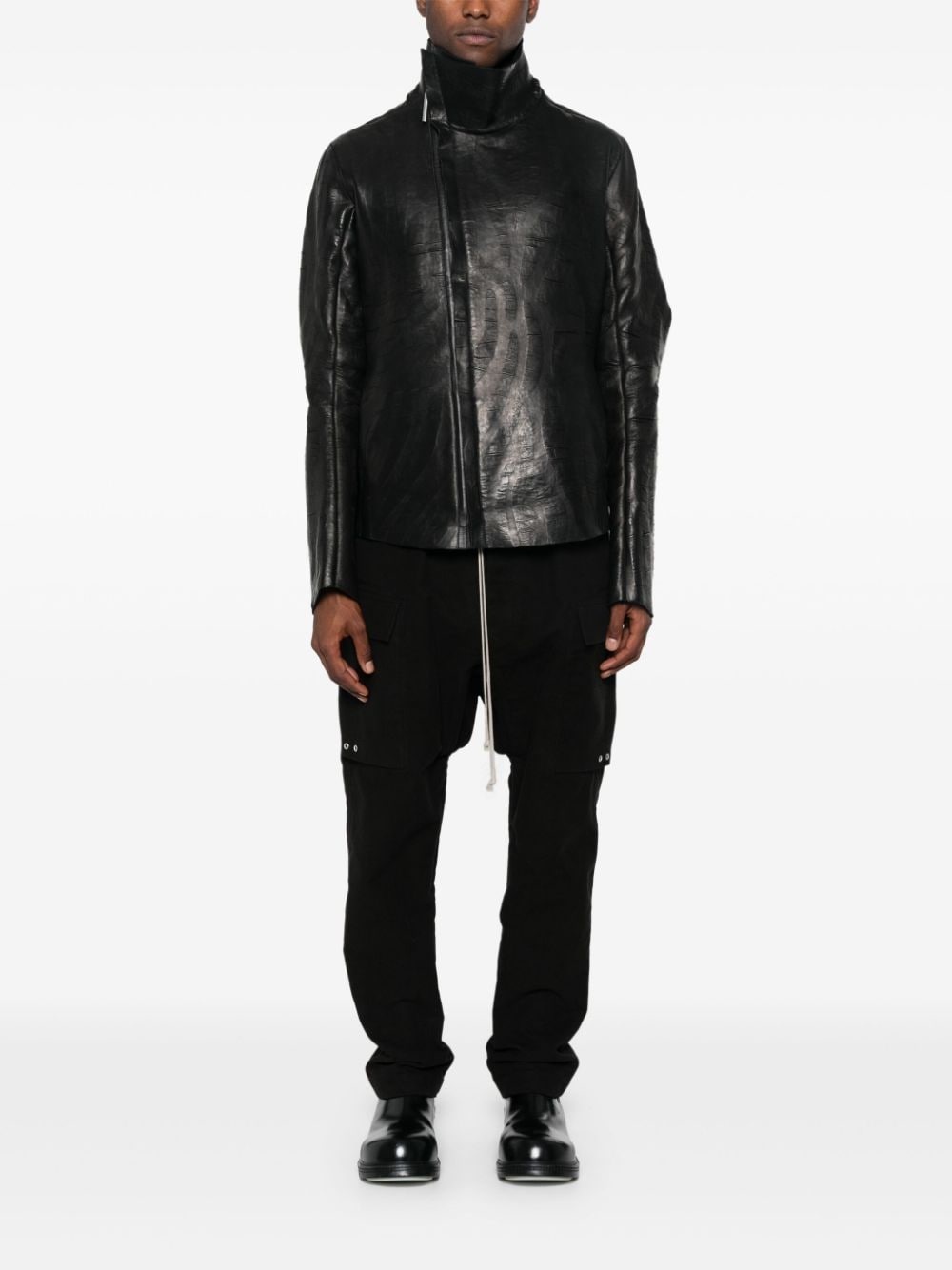 creased biker jacket - 2