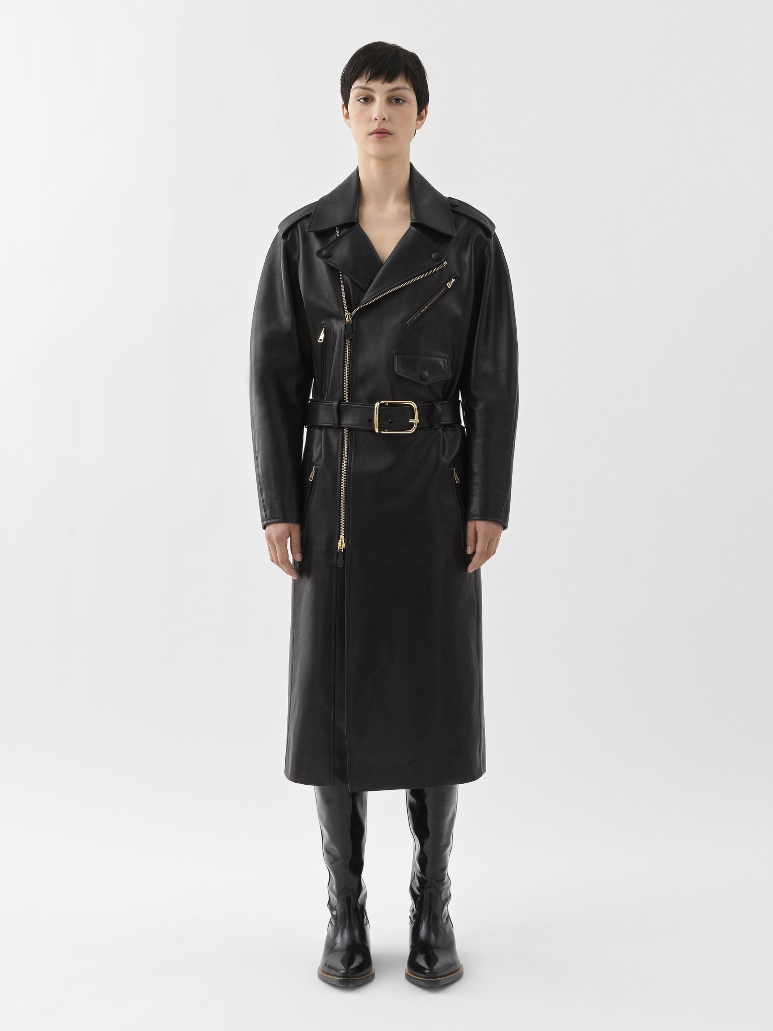 LONG BIKER COAT - 2