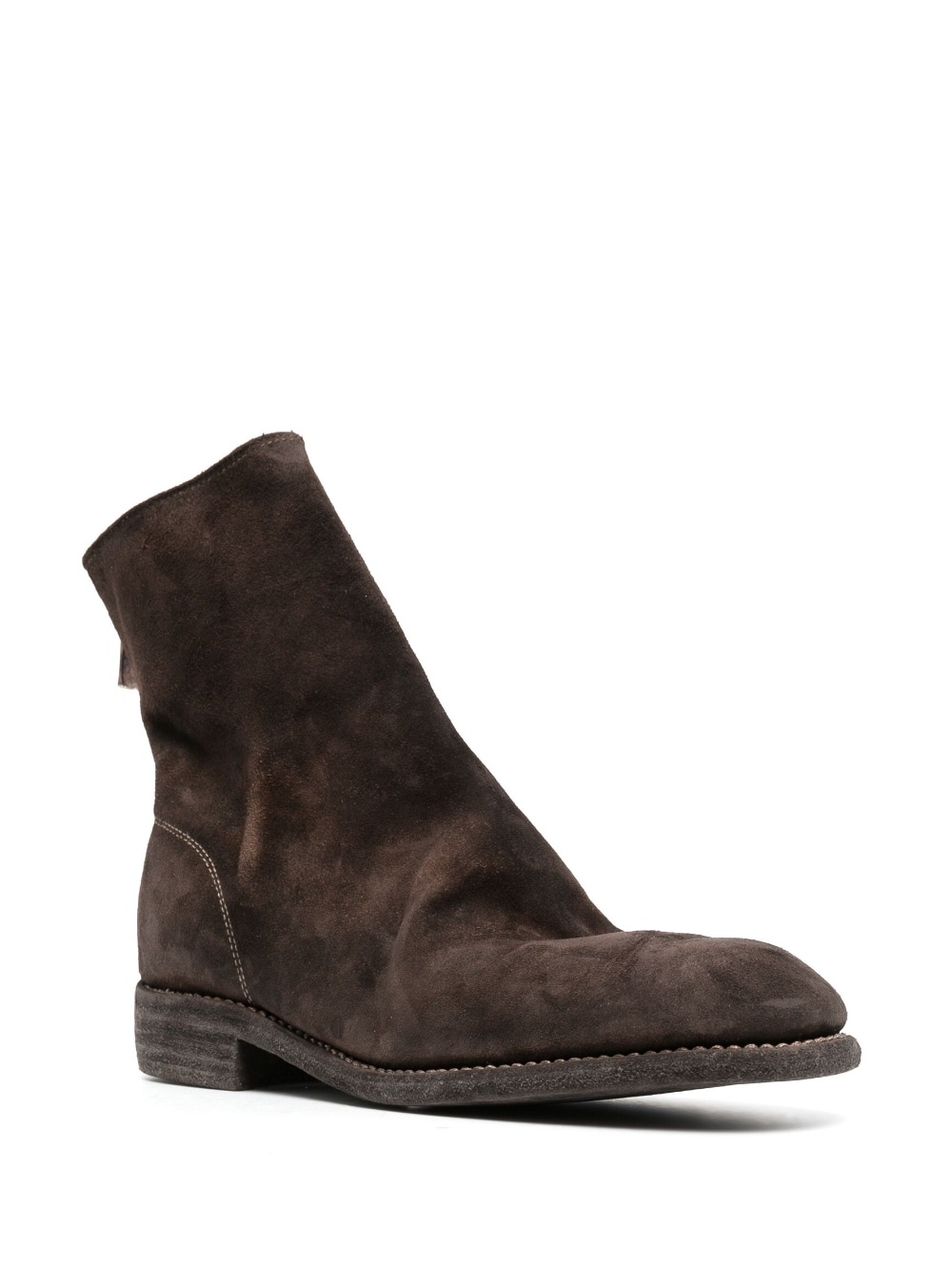 Guidi round-toe suede boots - Brown