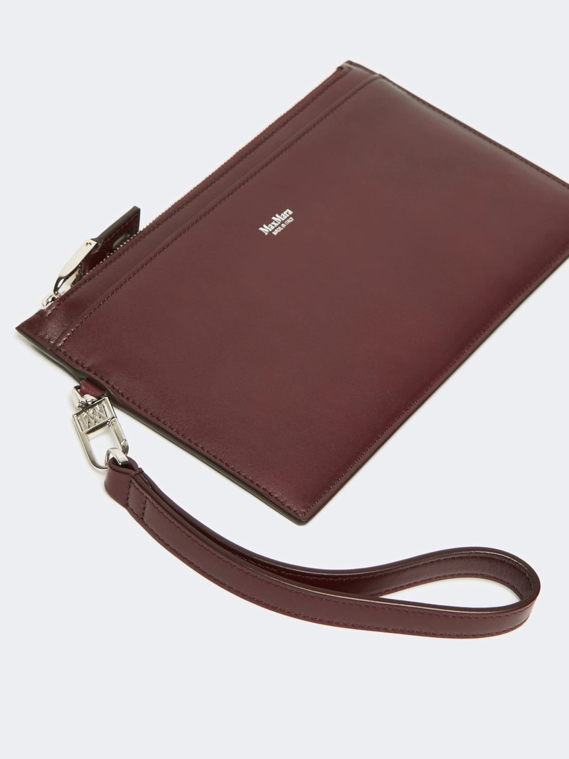 Max Mara Wrist-strap leather pouch - BORDEAUX outlook