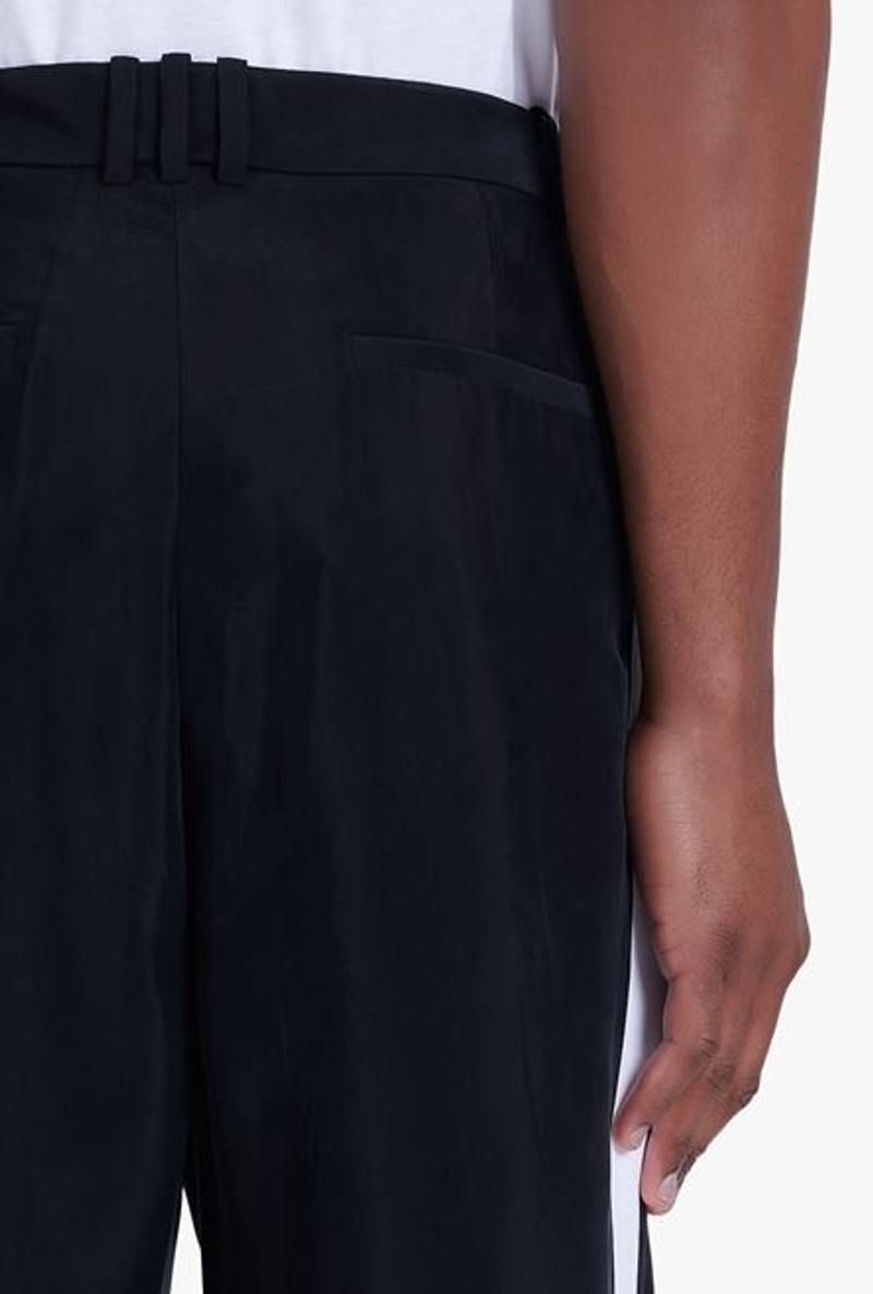 Black and white cuprammonium rayon pleated pants 8