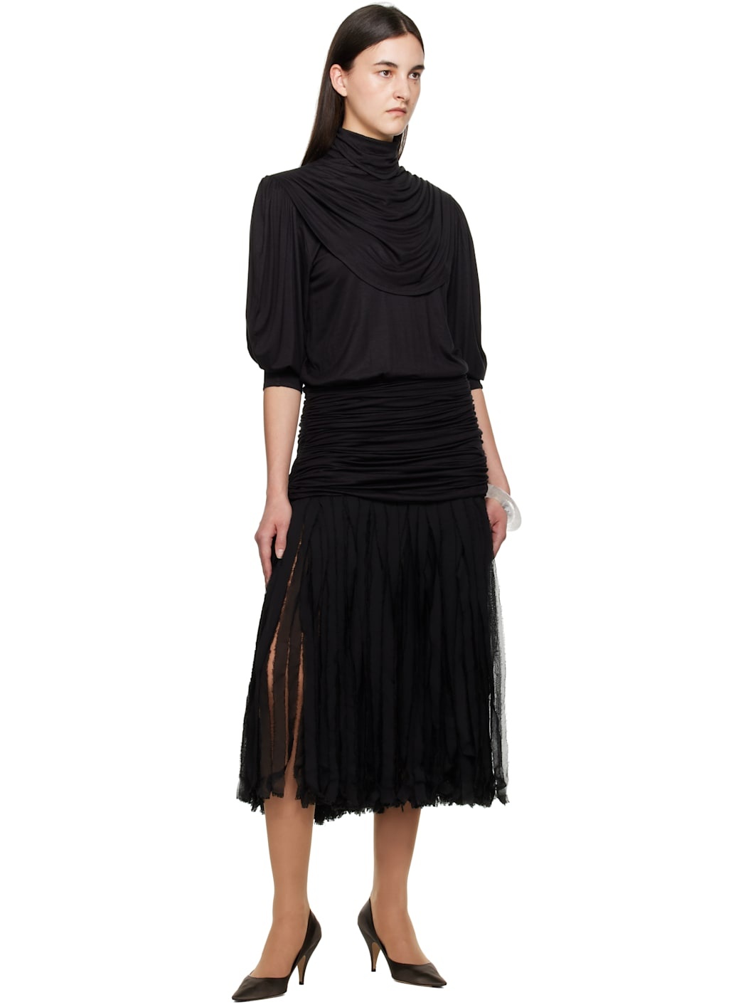 Black Terra Midi Dress - 4