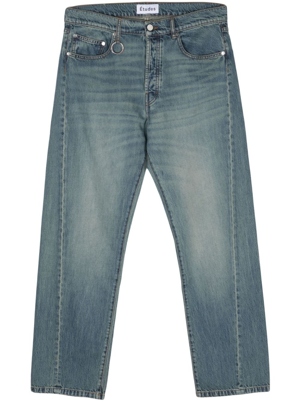 Side mid-rise straight-leg jeans - 1