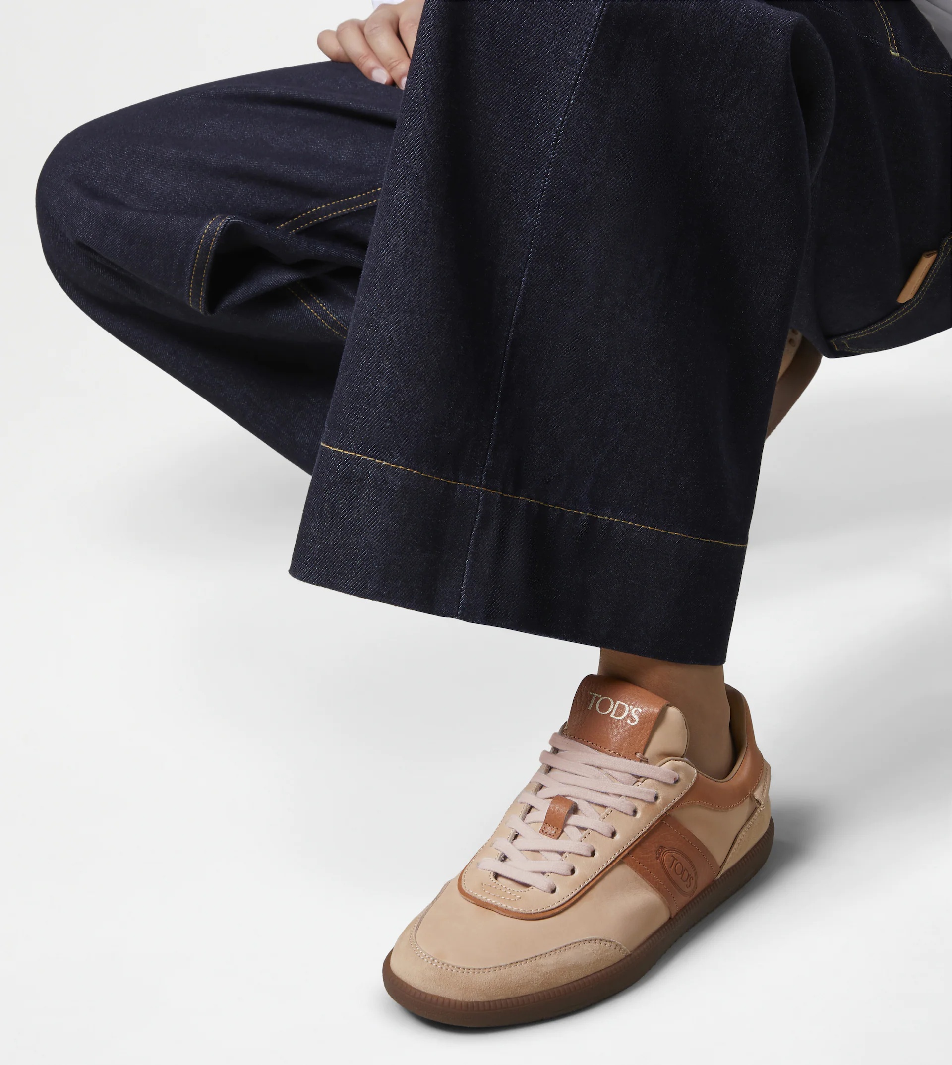 TOD'S TABS SNEAKERS IN LEATHER - BEIGE, BROWN - 2