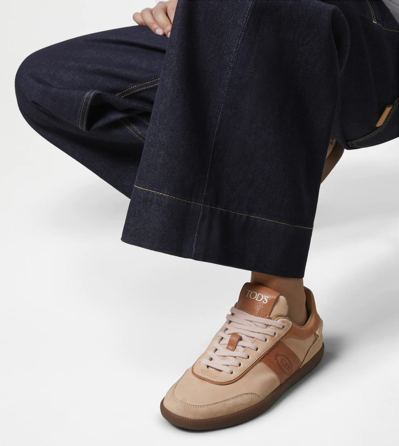 Tod's TOD'S TABS SNEAKERS IN LEATHER - BEIGE, BROWN outlook