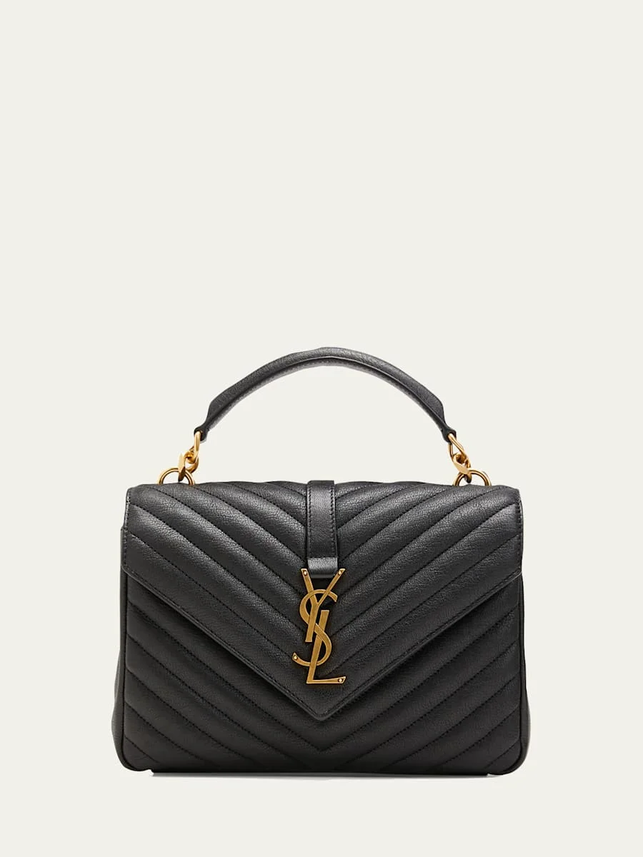 College Medium Flap YSL Shoulder Bag in Quilted Leather - 1