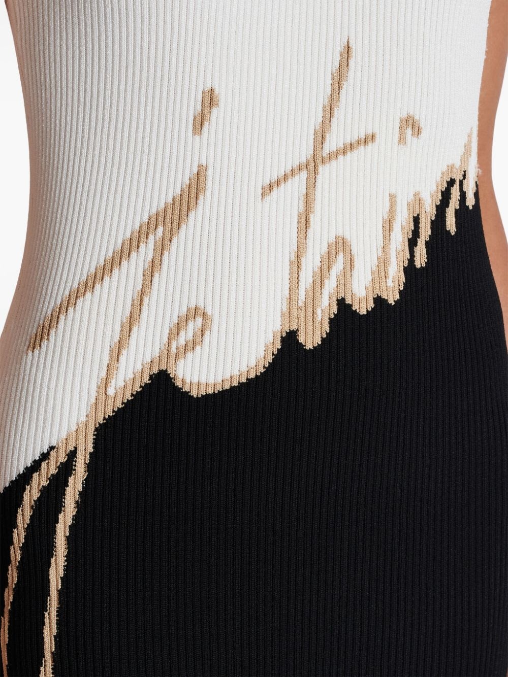 intarsia-knit logo midi dress - 7