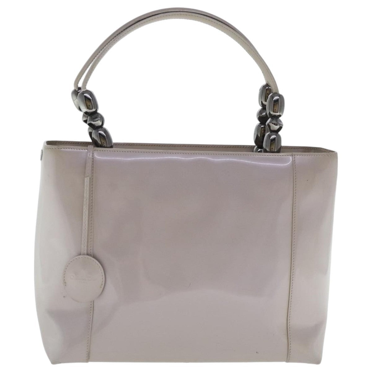 DIOR Maris Pearl Hand Bag Patent Leather Purple Silver - 2