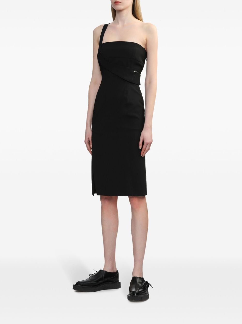 one-shoulder midi dress - 3