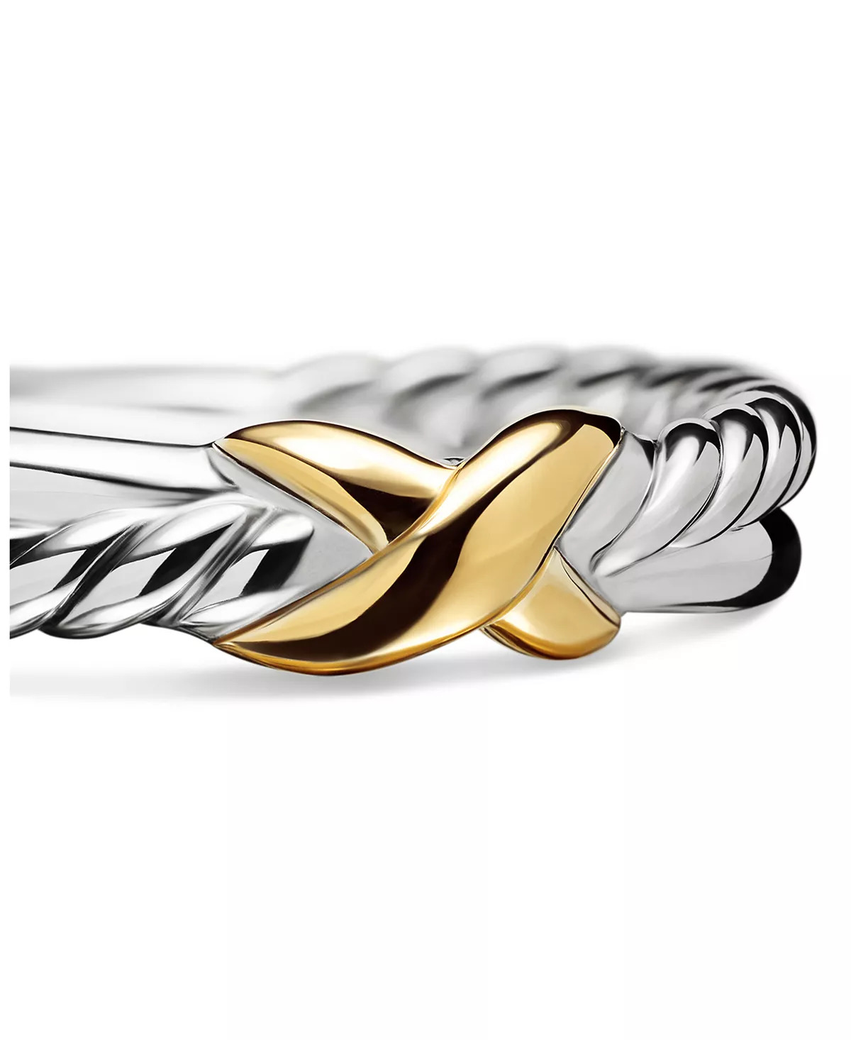 Petite X Ring in Sterling Silver with 18K Yellow Gold, 4mm - 5