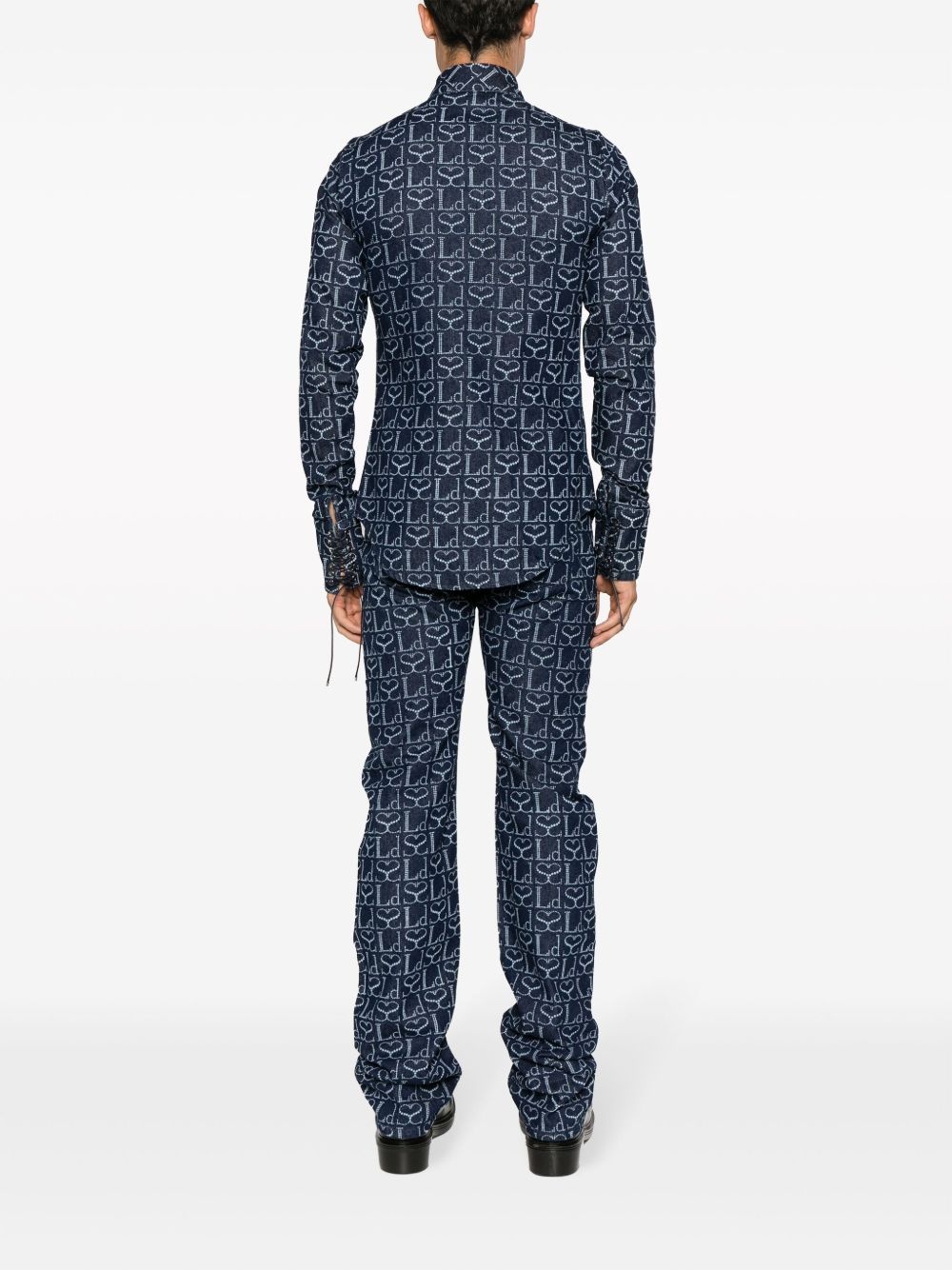 monogram-print logo-patch shirt - 5