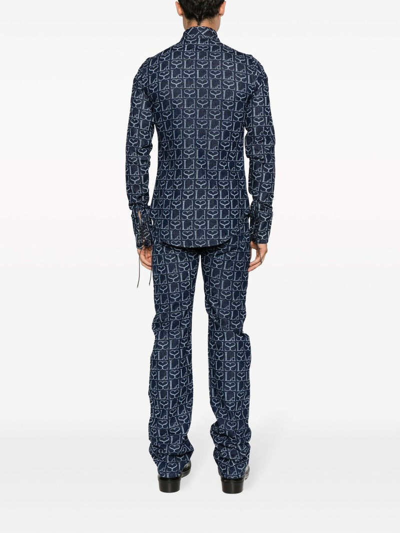 monogram-print logo-patch shirt 5