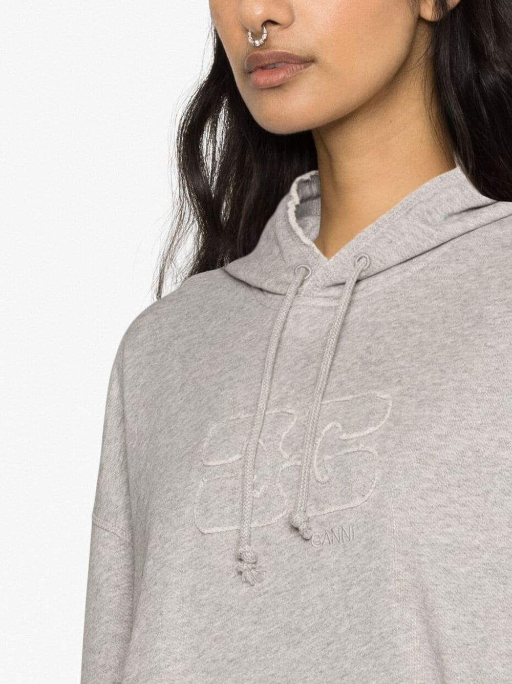 logo-embossed cropped hoodie - 3