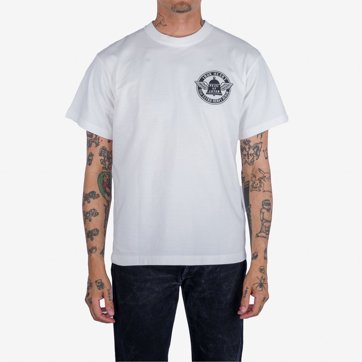 IHT-2402-WHT 7.5oz Printed Loopwheel Crew Neck T-Shirt - White - 3