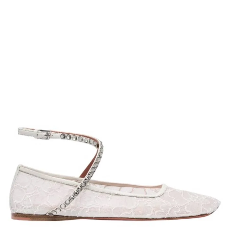 Amina Muaddi Ane Crystal Lace Flats - 1