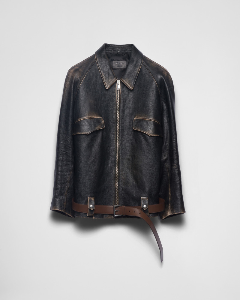 Leather blouson jacket - 1