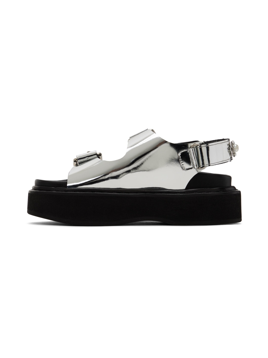 Silver Pearl Daisy Platform Sandals - 3