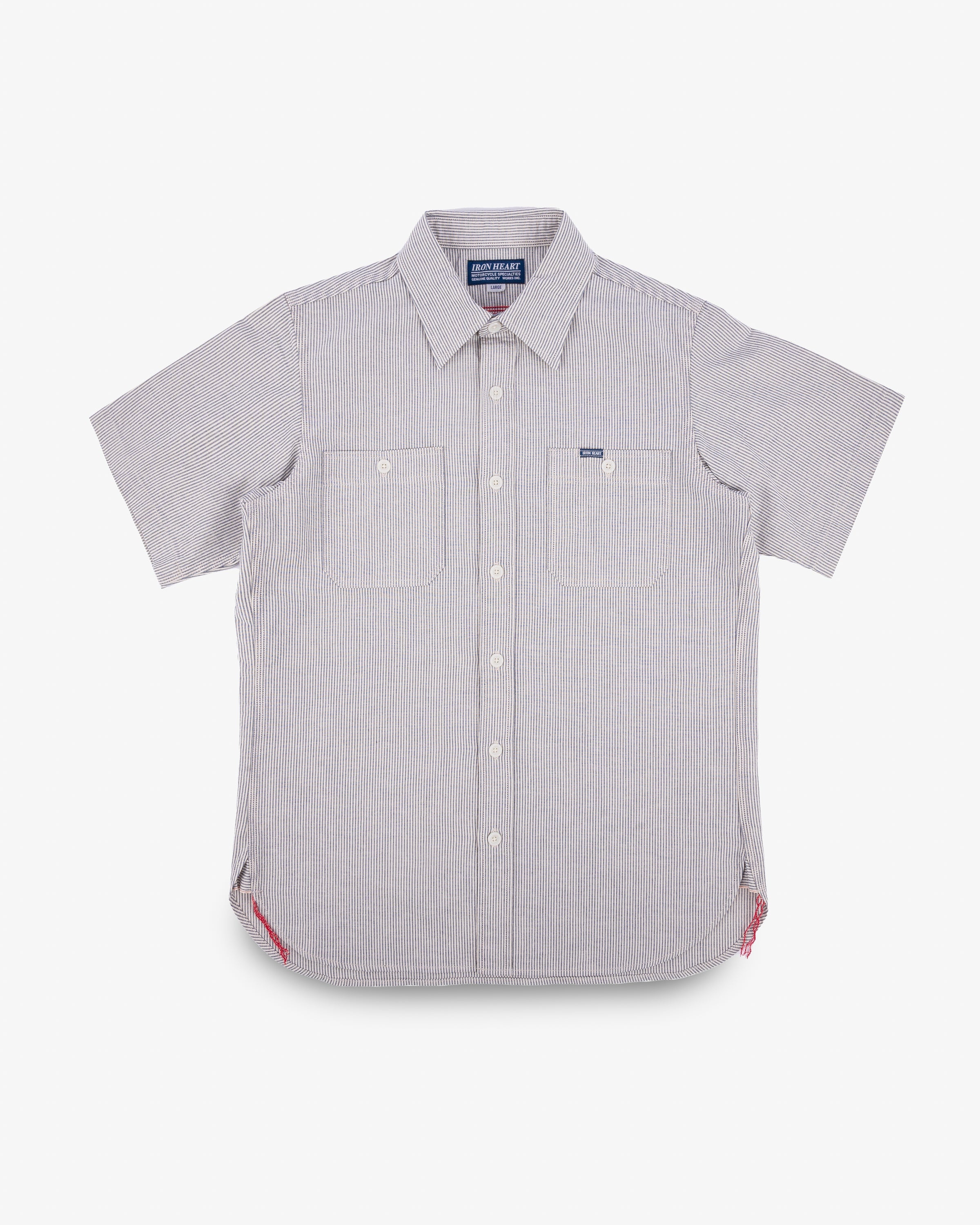 5OZ SELVEDGE OX CLOTH SHORT SLEEVED WORK SHIRT - HICKORY STRIPE - 1