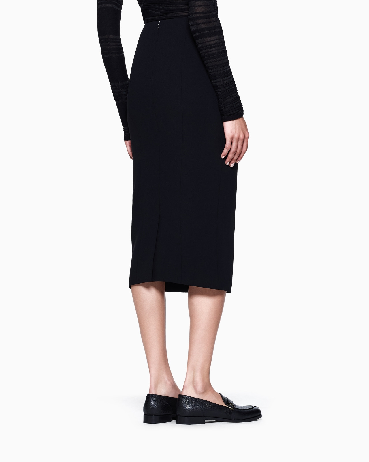 STRETCH, WOOL CRÊPE MIDI SKIRT - 3