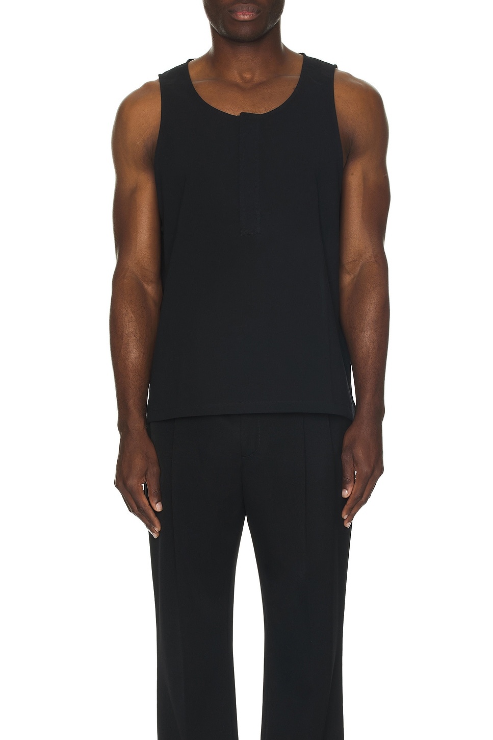 【AMI PARIS】ROUND COLLAR TANK SHIRT◆UTK215CO0062 Ami Round Collar Tank Shirt In Black - 70% Off | Editorialist