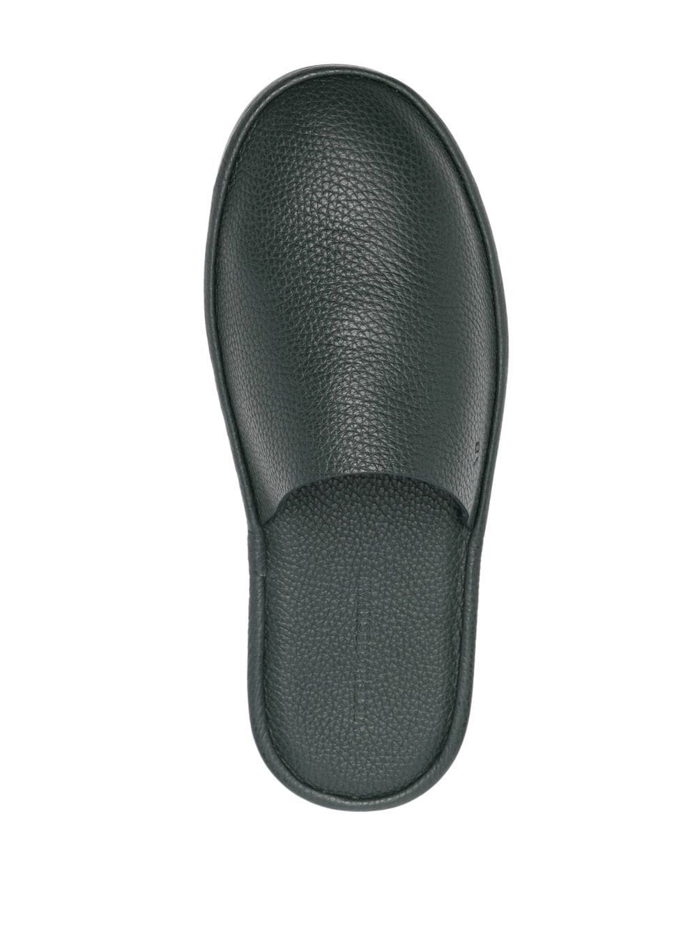 embossed-logo leather slippers - 7